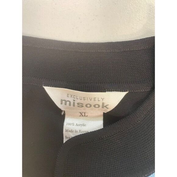 Exclusively Misook Black Blue trim Acrylic Open Cardigan XL - Picture 4 of 5